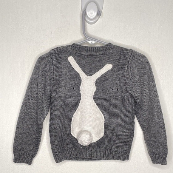 Tong Peng Tong You Gray Bunny Sweater with white fluffy pom tail Size 18-24 m - Picture 3 of 7